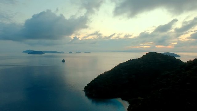 aerial view morning sky of nyaung oo phee island andaman sea myanmar