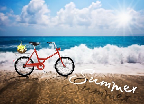 Vector Bicycle Sea Sun beach summer reflection