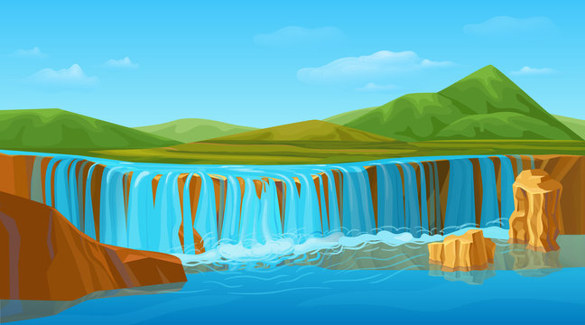 Cartoon Colorful Summer Nature Landscape Template
