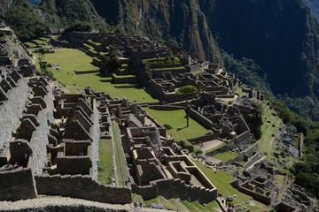 Extensive ruins of Machu Picchu and surrounding forest. 
