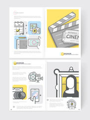 Fototapeta na wymiar Brochure templates. Set of four bi-fold print templates with concept icons.