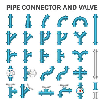 Pipe icon and flange fitting. Include control valve and pressure gauge or manometer. For pipeline construction and transportation liquid or gas i.e. crude, oil, natural gas, sewage, wastewater etc. 