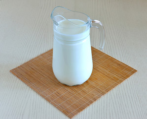 the milk in the jug