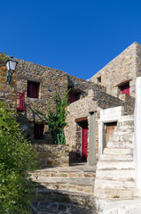 Fototapeta na wymiar Street in the historic village of Volissos, Chios island, Greece 