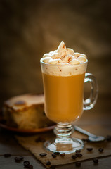 Glass of cup coffee with cream 