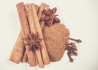 Warming spices - cinnamon, star anise, cloves.