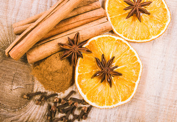 Warming spices - cinnamon, star anise, cloves.