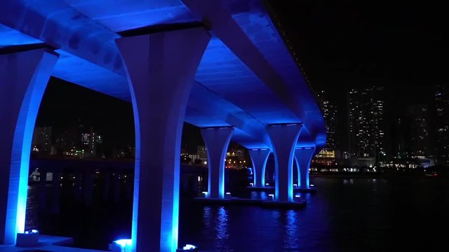night light miami downtown bridge
