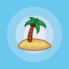 Vector icon palm tree on beach in sand