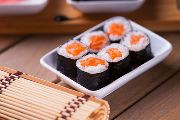 Sushi rolls with salmon 