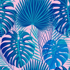 Tapeten Tropisches nahtloses Muster mit exotischen Palmblättern. © Ira Dvilyuk