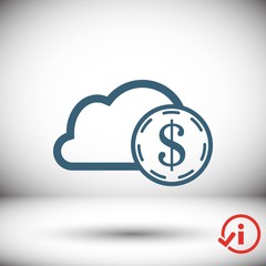 dollar money cloud  icon stock vector illustration flat design