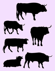 Bulls and cow animal silhouettes. Good use for symbol, logo, mascot, web icon, sign, or any design you want.