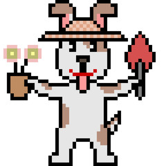 Fototapeta premium vector pixel art gardener