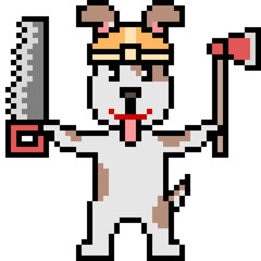 Obraz premium vector pixel art carpenter