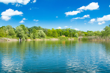 Fototapeta na wymiar Beautiful landscape scenery – lake in nature park Lonjsko polje, Croatia 