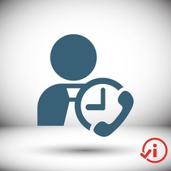 man clock phone icon stock vector illustration flat design