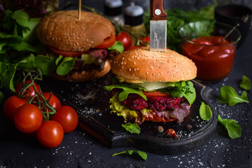 Vegetarian cheeseburger.