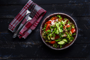 Salad with fresh vegetables.