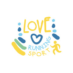 Love running sport logo symbol. Colorful hand drawn illustration