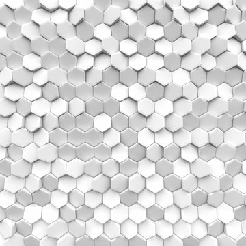 White texture hexagon. 3d render illustration. © YKvisual
