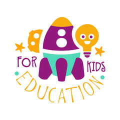 Education for kids logo symbol. Colorful hand drawn label