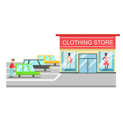 Clothing store, boutique of women clothes fashion, exterior building