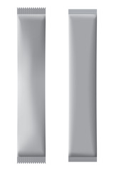 Two full vertical long silver sachets for design.