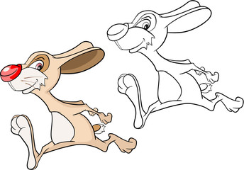 Obraz premium Illustration of a Cute Rabbit. Cartoon Character. Coloring Book