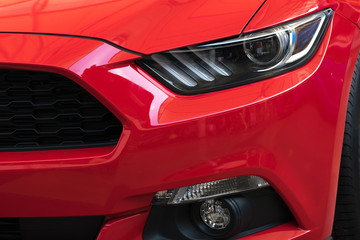 Headlight lamp of new cars,copy space.
