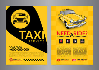 Taxi pickup service design layout templates. A4 call taxi concept flyer. Vector illustration. © luckykot