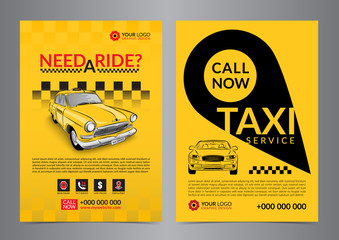 Taxi pickup service design layout templates. A4 call taxi concept flyer. Vector illustration. © luckykot
