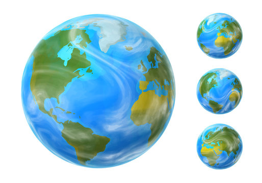 Vector isolated Earth set with different rotation angles