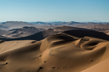 Fototapeta na wymiar View onto Desert Landscape with Smooth Dunes, Big Daddy, Sossusvlei, Namibia