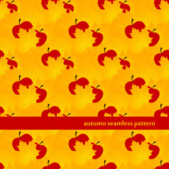 autumn seamless pattern with Maple Leaf and apples. vector