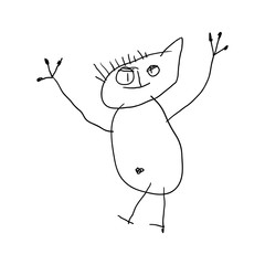 A child's drawing. Funny monsters. Vector illustration isolated on white background for your design.