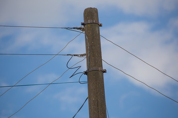 Pole with wires