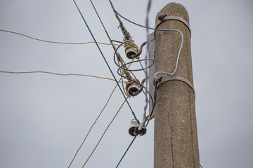 Pole with wires