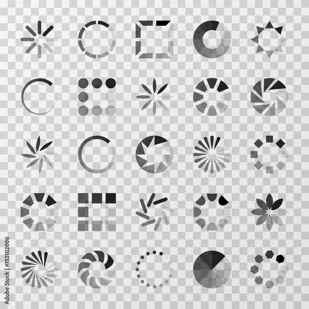 Poster loading indicators and internet buffering vector icons set