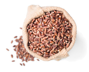 raw rye on white, isolated, top view