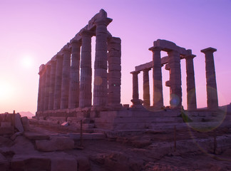 The temple of Poseidon in Greece. The ancient civilization.