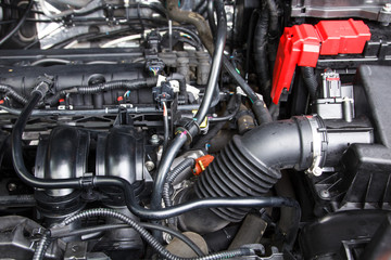 Fototapeta premium Car engine of new car