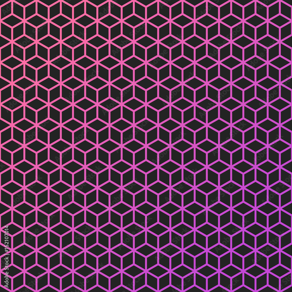 Poster Abstract background of color lineart cubes