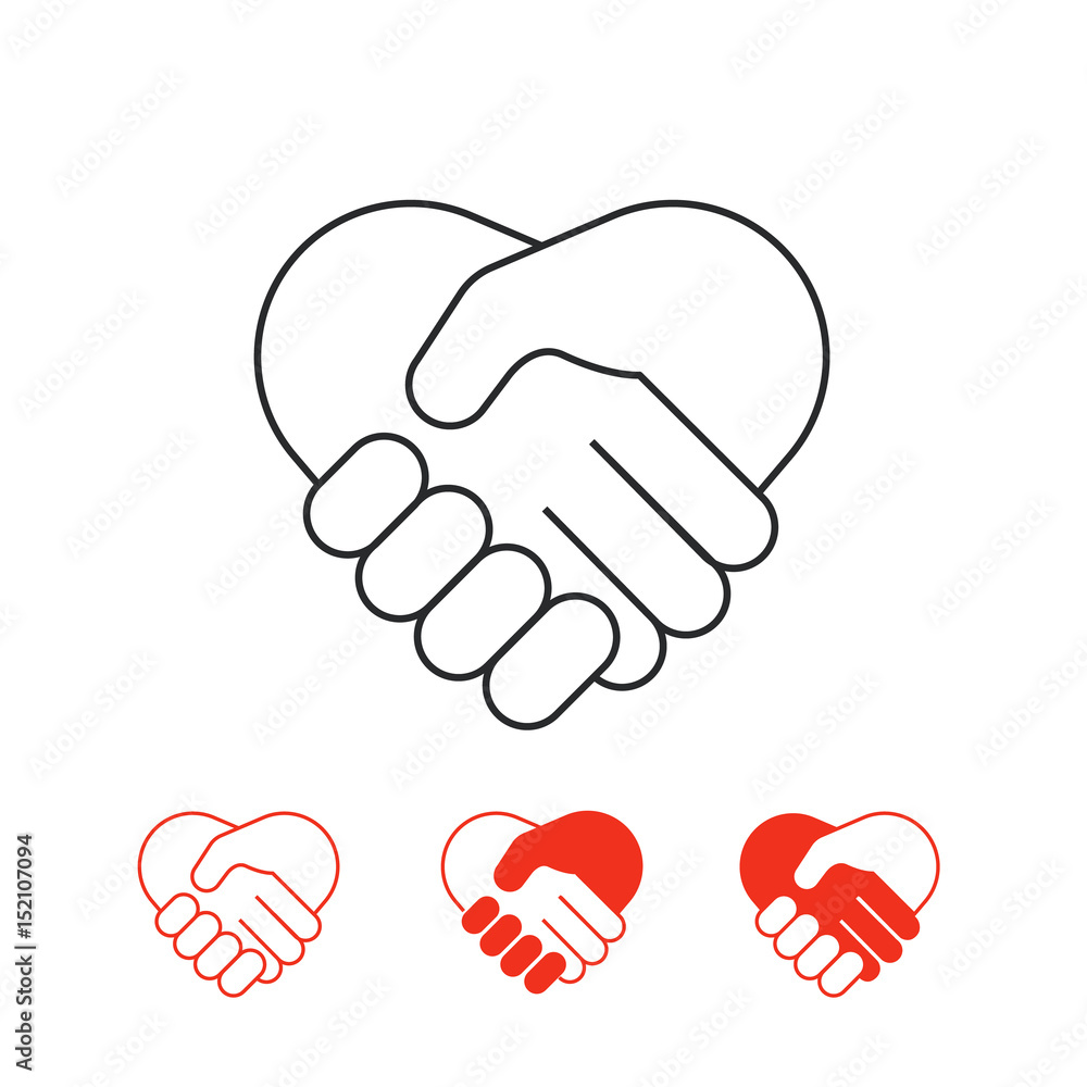 Poster shaking hands vector icons collection isolated on white