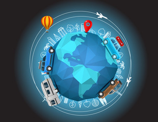 Travel around the Earth. Vector illustration