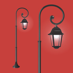 street lantern on red background vector