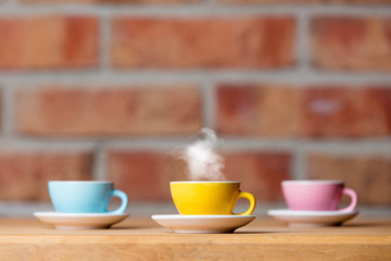 cups of hot coffee