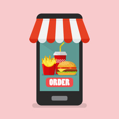 Order fast food online concept
