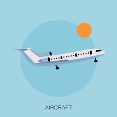 Vector illustration of color airplane in the sky