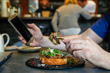 Brusketta close up view